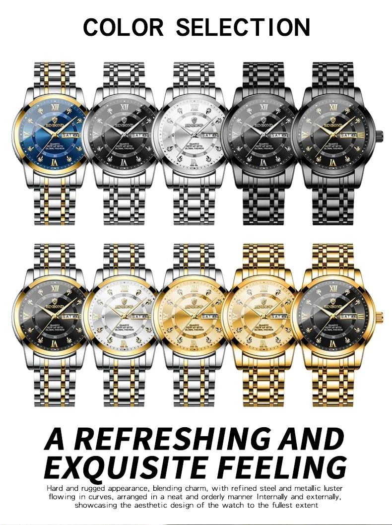 Casual Business Movement Fashion Quartz Wristwatches Gold Diamond Clock Men Luxury Watch Automatic Watches Mens Gifts Relojes